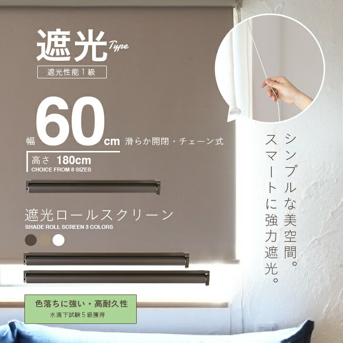 ロールスクリーン ロールカーテン ロールブラインド 幅60cm 遮光率99.99%【送料無料】###スクリーンRK60###のサムネイル