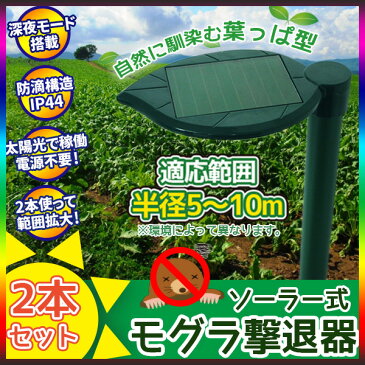 ★最大2,000円OFFクーポン発行中 〜9/11 1:59まで★ ソーラー式 モグラ撃退器 2個セット 撃退機 害獣駆除 モグラ駆除 モグラ対策 電源不要 音波振動 害獣対策器 【送料無料】 ###撃退器GH-201★###