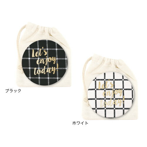 【缶バッジみたいなミラー】ヘイリー ミラー チェック（ブラックorホワイト）《おしゃれ/大人/かわいい/可愛い》