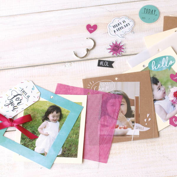 スクエア フォーユー グリーン 89×89mm 写真1枚サイズ ギフトピック 《スクラップブック/ミニアルバム/フォトアルバム/エコー写真/エコーアルバム/マタ...