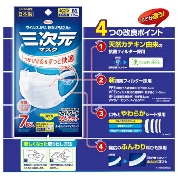 【興和/KOWA】三次元マスク ふつうMサイズ ホワイト(7枚入)【4987067325306】【日本製】