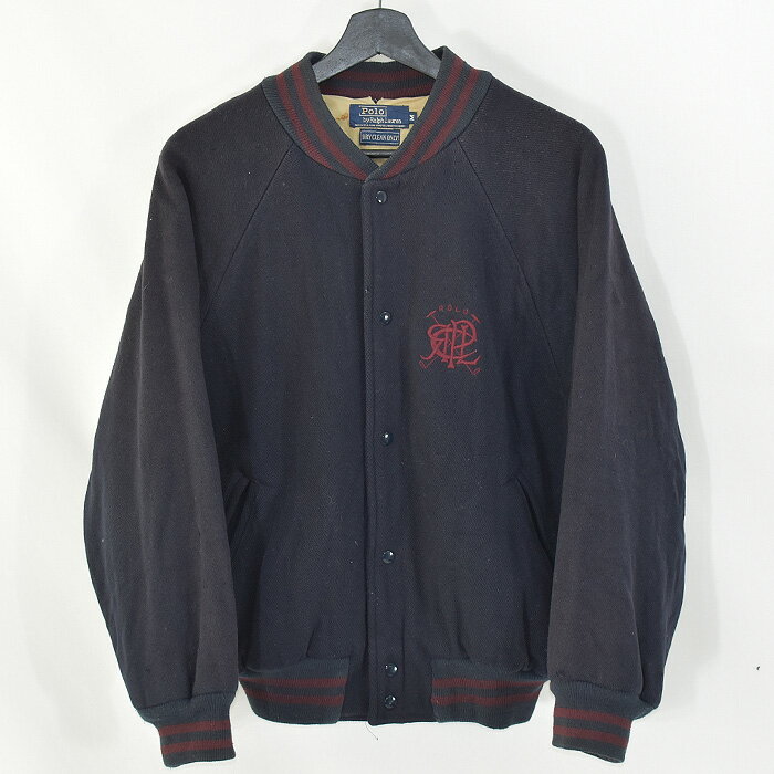 【中古】90's Polo by Ralph Lauren スタジャン リブブルゾン 海外直輸入USED品