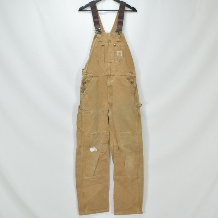 【中古】90's Carhartt ダックビブ ダブルニー オーバーオール USA製 実寸(W35×L32) 海外直輸入USED品