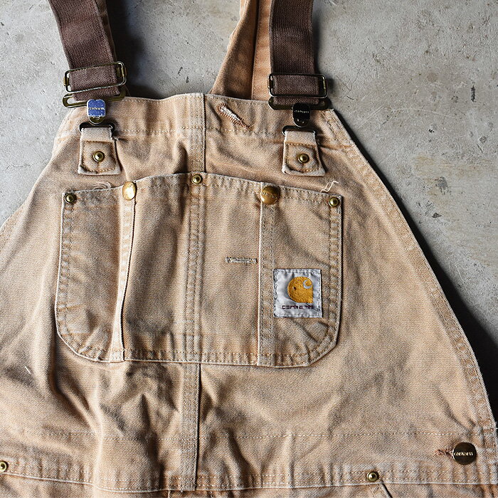 【中古】90's Carhartt ダックビブ ダブルニー オーバーオール 実寸(W40×L29) 海外直輸入USED品