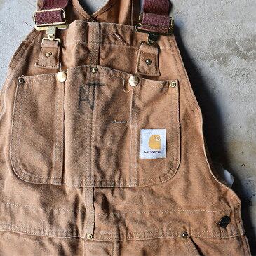 【中古】90's Carhartt ダックビブ ダブルニー オーバーオール USA製 実寸(W37×L28) 海外直輸入USED品