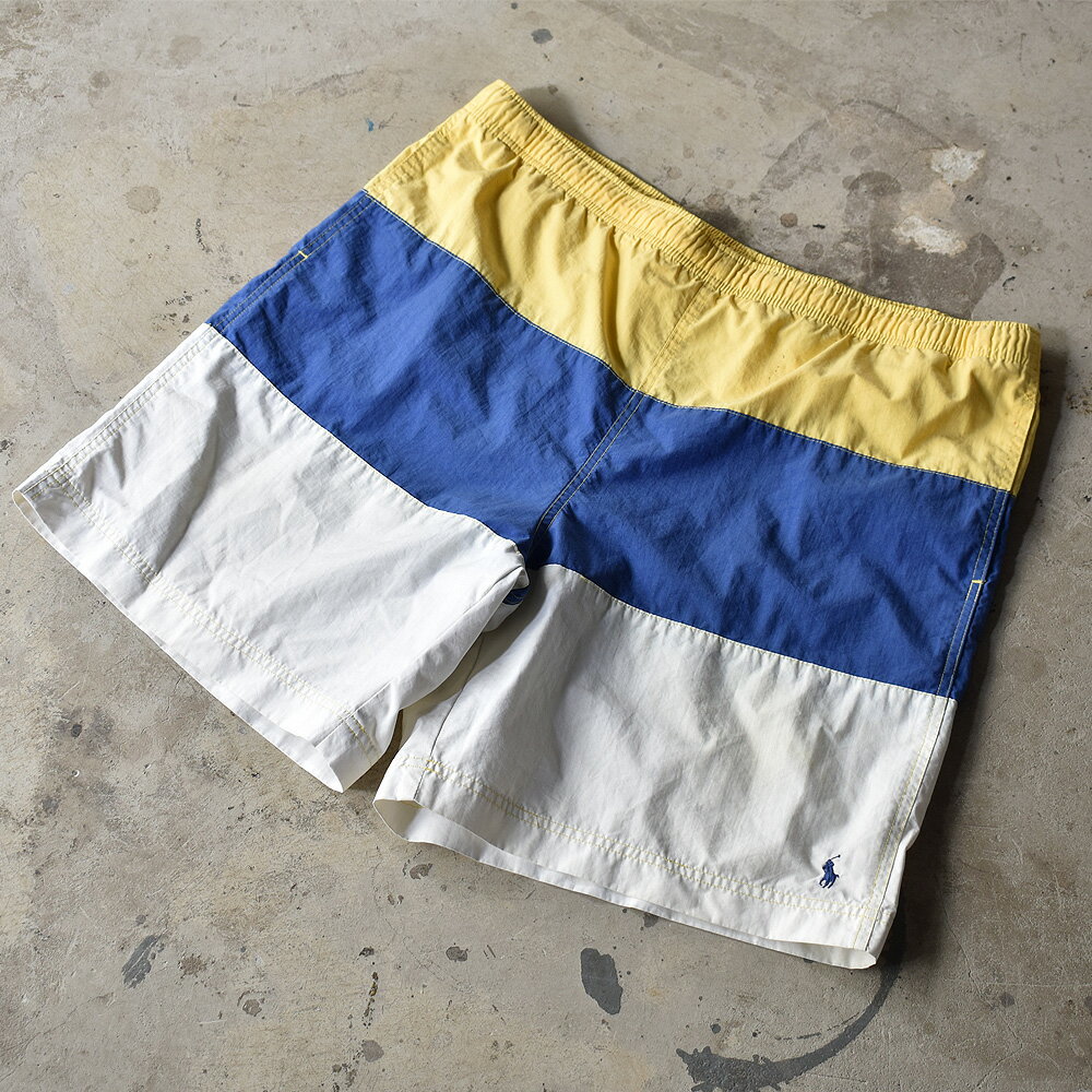 【中古】90's POLO SPORT RALPH LAUREN ボーダー スイムショーツ 海外直輸入USED品