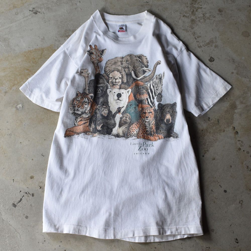 【中古】90's　“Lincoln Park Zoo” アニマルプリント Tee　220830
