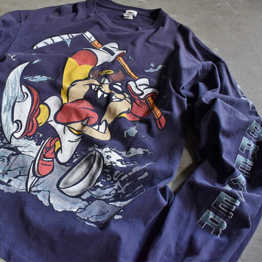 【中古】90's Looney Tunes/ルーニー・テューンズ ”TAZ” 袖プリ! ロンT USA製 230710 【中古】90's Looney Tunes/ルーニー・テューンズ ”TAZ” 袖プリ! ロンT USA製 230710