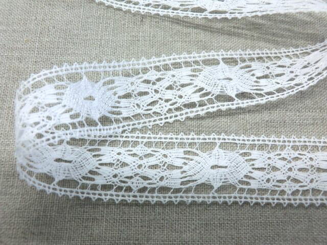 薄手で繊細なヨーロッパ調細番手レース トーションレース 1m単位 24mm幅 オフホワイト　手芸　縁取り　装飾　日本製 DS.2894