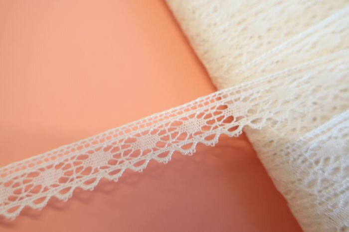 100m単位1mあたり80円 業務用価格 シルクレース 薄手で繊細な高級細番手 12mm幅　 トーションレース オフホワイト　手芸　縁取り　装飾　日本製 DS.5547-100