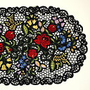 テーブルセンター 約35x50cm(楕円形)カロチャ刺繍調 リシェリュー風カットワーク ハンガリーの民芸刺繍を現代の技術で再現 【ゆうパケット選択可】