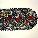 テーブルセンター 約35x75cm(楕円形) カロチャ刺繍調 リシェリュー風カットワーク ハンガリーの民芸刺繍を現代の技術で再現 【ゆうパケット選択可】