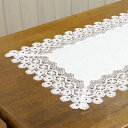 テーブルセンター 約45x150cm 【単品の場合のみゆうパケット選択可】ギュピールレース&ジャカード織 孔雀の羽のような透かし模様が美しいギュピールレースをあ...