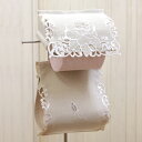 ペーパーホルダー 約16x36cm ベージュ ローズ刺繍&カットワーク 撥水加工 【ゆうパケット選択可】【20230201】