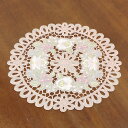 ドイリー(花瓶敷き)約25cmR(円形)【ゆうパケット選択可】 カロチャ調刺繍&カットワーク【220801】