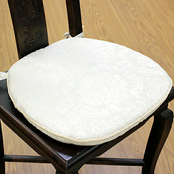 紐付シートクッション 約43×45cm 椅子 シートクッション ダマスクローズ 模様替え インテリア