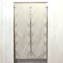 のれん 約85×150cm 　ベージュ　カットワーク刺繍 目隠し アンティーク 上品 インテリア 薔薇ししゅう 撥水加工 洗濯OK 【送料無料(※沖縄県を除く)】【20230201】