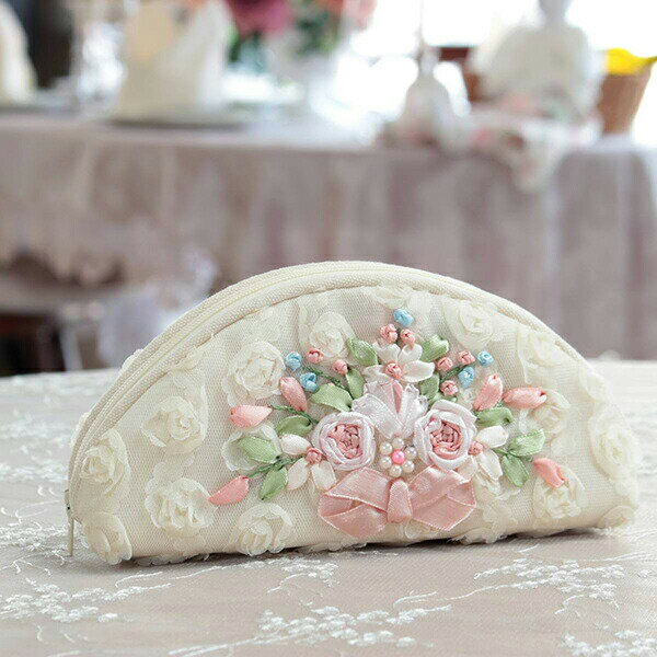 眼鏡ケース 約8×18cm リボン刺繍 めがね サングラス 安全 保護【2207S-2】