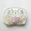 コインケース 約6×10×3cm リボン&ローズ 刺繍&カットワーク 小銭入れ 小物入れ アクセサリー入れ【20230201】