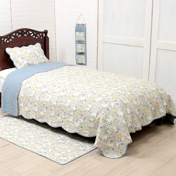 コットンキルト マルチカバー 約195×245cm [Lapin Quiltine] マット ラグマット カーペット 絨毯 こた..