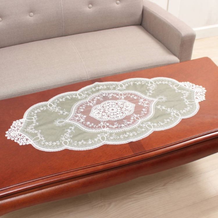 チュール＆ギュピール テーブルセンター 約40×90cm　センタークロス 花瓶敷き ドイリー レース ファブ..