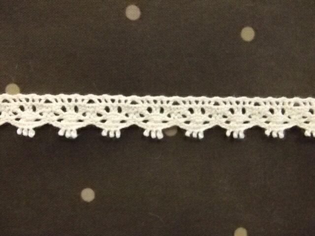 トーションレース 手芸　ふんわりやわらか♪　12mm幅 1m単位 生成りカラー　オーガニックコットンレース(日本製）（3800）