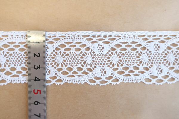 在庫限り！！トーションレース　手芸 　真っ白トーションレース　46mm巾　3m巻（650w）
