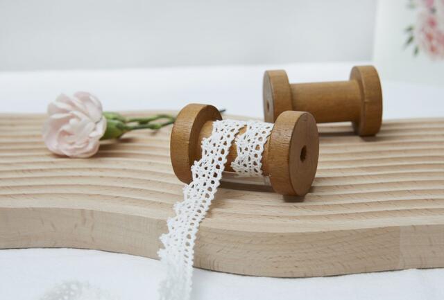 卸売り価格!100m巻き 1mあたり90円 15mm巾　綿ツーウェイ　トーションレース オフホワイト　（4162-100）