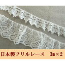 メール便送料無料!1,000円ぽっきり! 柄確定フリルトーションレースセット ストレッチ入りレースセット オフホワイト 計6m 3m*2 手芸 リボン テープ...