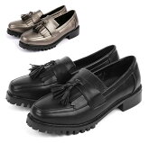 パンプスローファースリッポンスクエアトゥレディース低ヒール春3cm大きい靴tm-91(ブラック黒ブロンズガンメタシルバー)痛くない歩きやすい大きいサイズ3L(25.0cm)コスプレ靴レディースラセリーズ