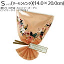 柄入 ラッピング OPP 袋「ブーケ風プリント柄 カントリーガーデン」(サーモンピンク)(Sサイズ)(14.0×20.0cm)ワイヤータイ・飾りタグ付き(1セッ...