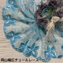両山幅広チュールレース 幅約18cm 1m単位 水色 幅広レース 光沢 チュールレース 生地 レース 花柄 花模様 素材 装飾 材料 衣装 ドレス ドール服 レースマスク 手作りマスク マスクカバー インテリア雑貨 手芸 ハンドメイド 洋服 おしゃれ かわいい カット売り(3)