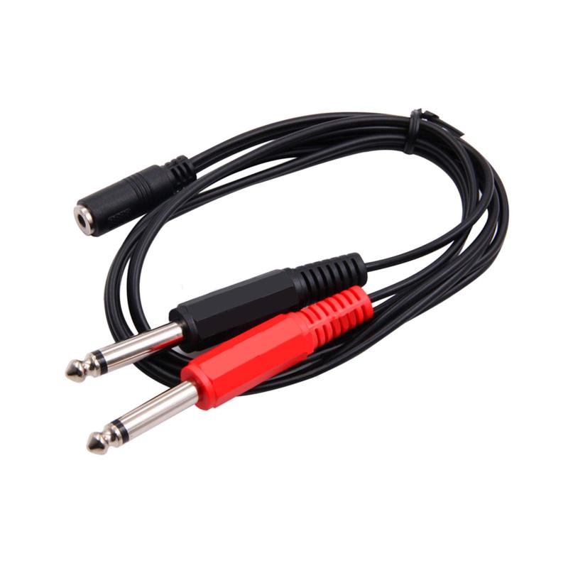 BRIIKPP 3.5mmステレオミニジャック - 6.35mmモノラル標準プラグ変換ケーブル 20cm オーディオインターフェース用 ステレオ変換