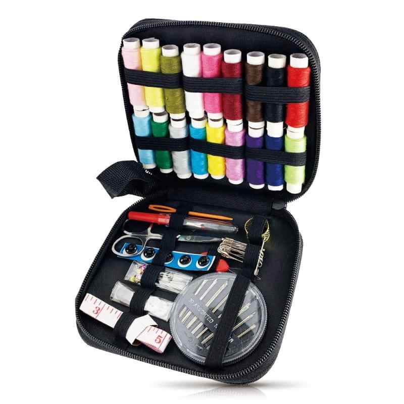 裁縫セット 携帯式 18色縫い糸あり 手芸/刺繍/裁縫 道具 ソーイング 家庭用 大人用 小学生 黒い収納ボックス付き