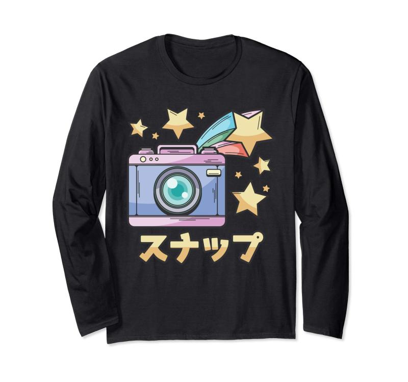 カワイイ日本のアニメ写真 かわいいカメラ マンガ好き 長袖Tシャツ