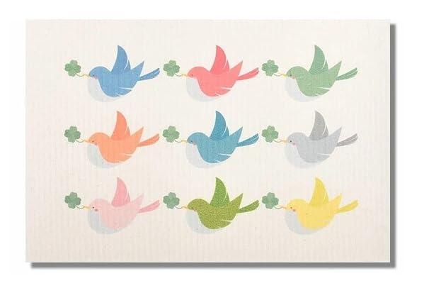 天然繊維 吸水性 ドイツのフキン クローバー・小鳥