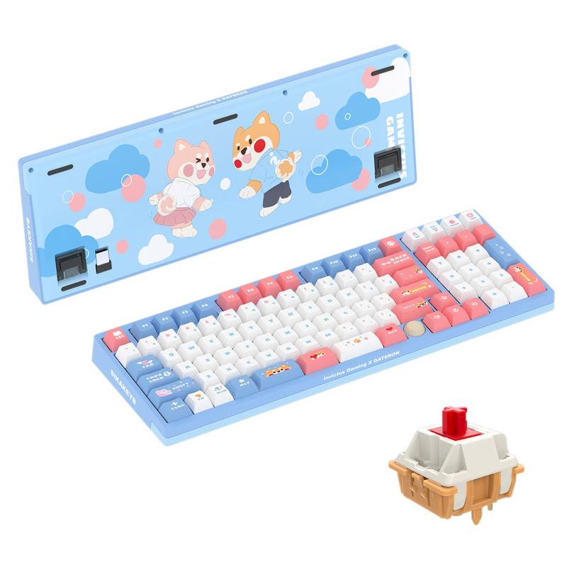 GATERON iG 98共同ブランドメカニカルゲーミングキーボード、ホットスワップ対応3モード有線/Bluetooth/2.4Gワイヤレスキーボード、WindowsおよびMac用RGBライト、PBTキーキャップ付き