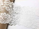 and.A レース 白 ラッセルレース ストレッチレース 刺繍レース 3m リボン ハンドメイド リメイク 布 生地 ハギレ DIY 花 ホワイト