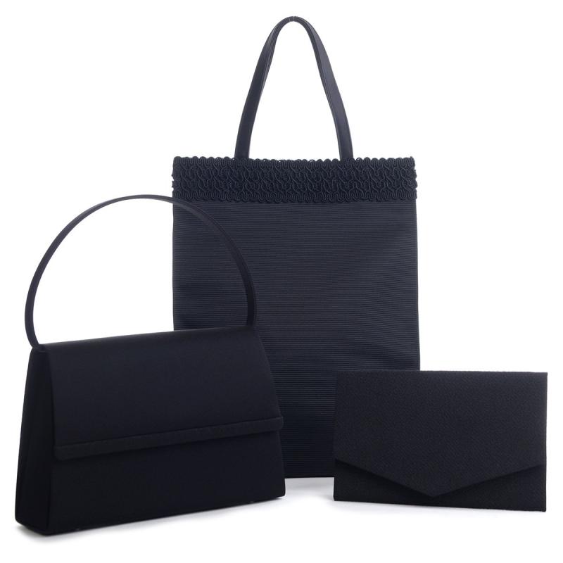 [アウローラ] 日本製ブラックフォーマルバッグ サブバッグ 袱紗3点セット 黒 冠婚葬祭 弔事 入学式 入..