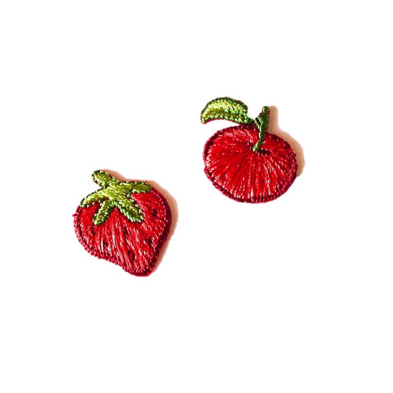 アイロンワッペン【イチゴ りんご 2個セット】アメリカ 刺繍 アップリケ 小