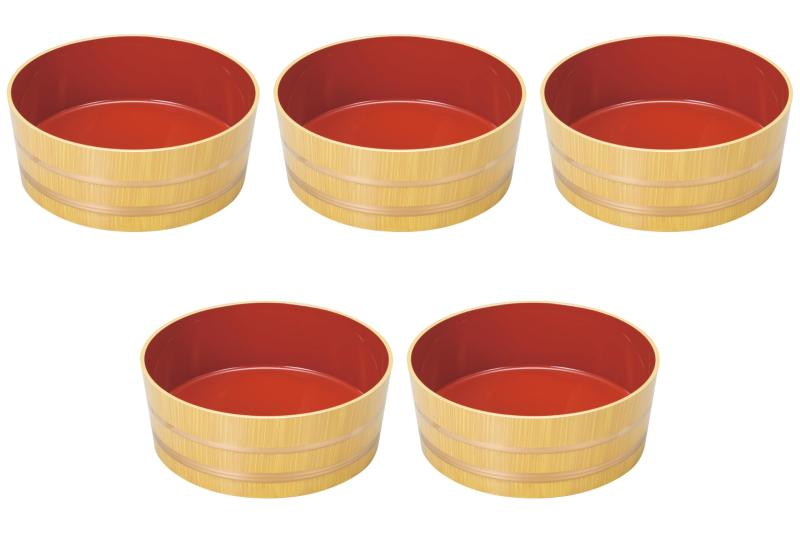5個セット [A]8寸麺鉢 白木帯金内朱 本体 [ 25φ×9.5cm ] | 桶 ABS樹脂 セトモノホンポ(Setomonohonpo)