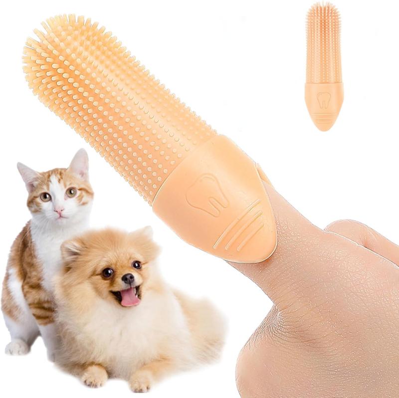 DICOCO 犬用歯ブラシ 猫用シリコーン ブラシヘッド 舌ブラシ機能付き 歯ブラシセット 魚型 ペット 口腔清掃