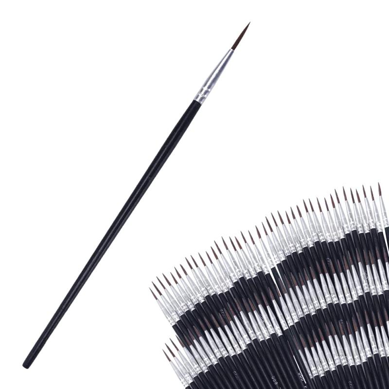 筆セット ペイントブラシ 面相筆 極細 握りやすい 使い分け 塗装 カラーリング 100本セット (ブラック)