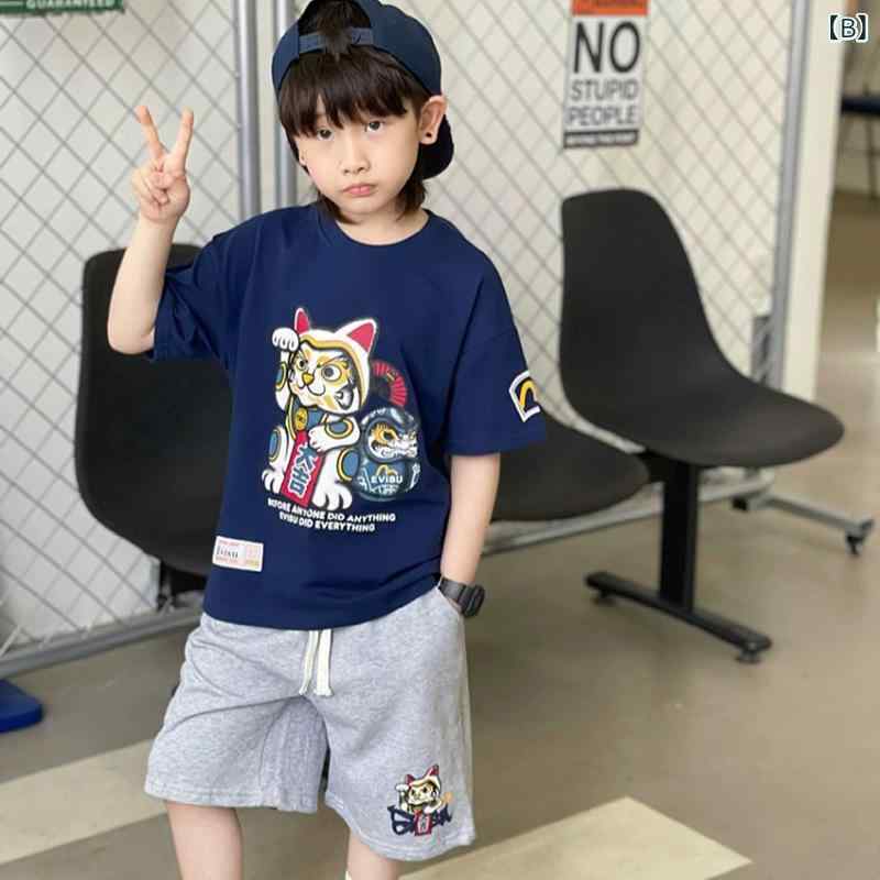 子供服 男の子用 上下セット カートップス ショートパンツ 2点セット 薄手 半袖 T...