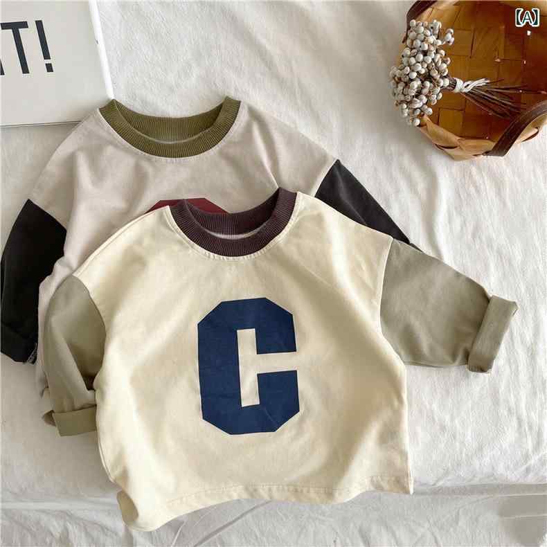 長袖Tシャツ 男の子 女の子 キッズ ジュニア トップス 切り替え カットソー コットン 春 秋 通学 通園 お出かけ 普段使い カジュアル おしゃれ 子供服 ベビー