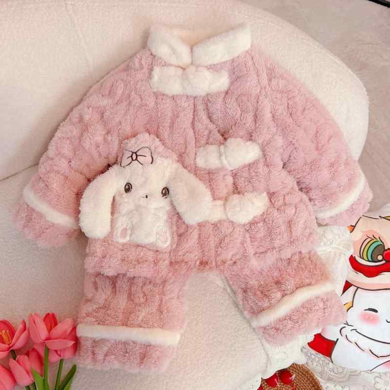 パジャマ キッズ 女の子 ルームウェア セットアップ 起毛 フリース ナイトウェア 子供 上下セット 防寒 暖かい 厚手 部屋着 お出かけ ホームウェア 中華風 和風 レトロ フランネル 可愛い 秋 冬 100 110 120