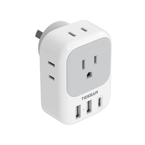 オーストラリア 変換プラグ Oタイプ 海外旅行用 コンセント変換器 6台対応 USB搭載 中国 ニュージーランド対応 ホワイト