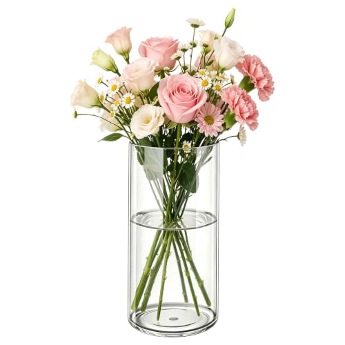 背の高い花を、そのまま飾れる花瓶がほしいと思いませんか。軽いアクリル製の花瓶なら、扱いやすくて安心ですよね。高さ35cm・直径12cmの、透明なアクリル製の花瓶です。■ 主な特長ガラスより軽く、耐久性があり割れにくいと案内されています。良質なアクリル材料で、透明感のある仕上がりと案内されています。口は滑らかに磨かれ、底は厚くなっていると案内されています。■ サイズ・仕様サイズ：高さ35cm×直径12cm色：透明材質：アクリル形状：円形■ ご使用前にご確認ください中に入れる水や花の量は、商品の案内をご確認ください。