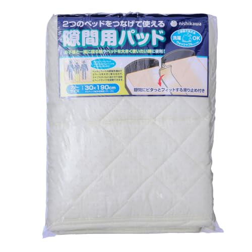 ベッドとかべのすき間が、気になりませんか。隙間用パッドなら、すき間を埋められますよね。西川の、ベッド用の隙間用パッド（190×30×15cm）です。ベージュで、キルトタイプと商品名に表記されています。■ 主な特長表生地・裏生地はポリエステル65％・綿35％と案内されています。洗えると案内されています。滑り止め付きと案内されています。■ サイズ・仕様型番：CM91209510サイズ：190×30×15cm色：ベージュ生産国：中国メーカー：西川■ ご使用前にご確認ください洗い方は、洗濯表示をご確認ください。