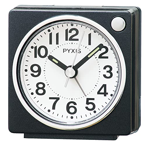 セイコークロック 目覚まし時計 置き時計 アナログ 黒メタリック 65×64×38mm PYXIS ピクシス NR449K